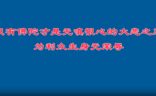 只有佛陀才是无嗔恨心的大悲之王，为利众生身无荣辱